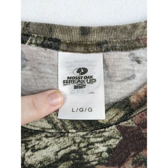 Womens Mossy Oak Break Up Infinity Camo T Shirt Size L Hunting Green Brown - Picture 3 of 9